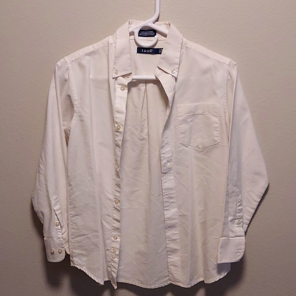 Boys white button up long-sleeve shirt